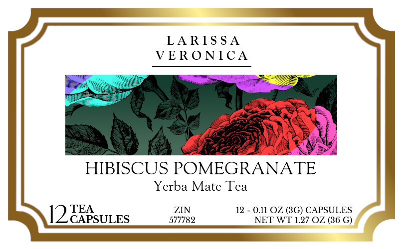 Hibiscus Pomegranate Yerba Mate Tea <BR>(Single Serve K-Cup Pods) - Label