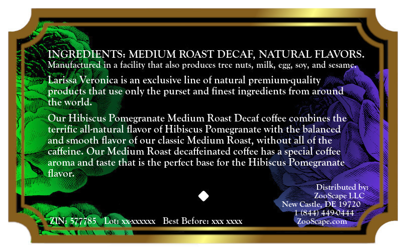 Hibiscus Pomegranate Medium Roast Decaf Coffee <BR>(Single Serve K-Cup Pods)