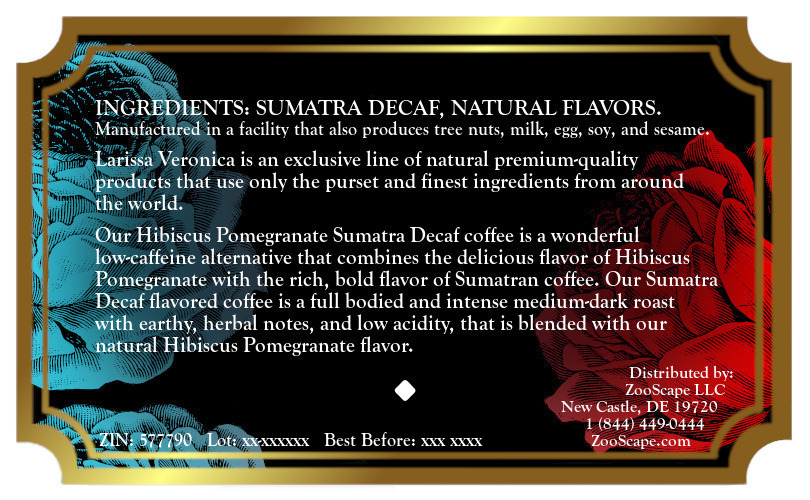 Hibiscus Pomegranate Sumatra Decaf Coffee <BR>(Single Serve K-Cup Pods)
