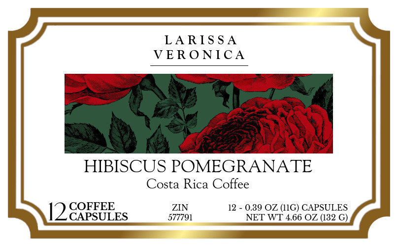 Hibiscus Pomegranate Costa Rica Coffee <BR>(Single Serve K-Cup Pods) - Label