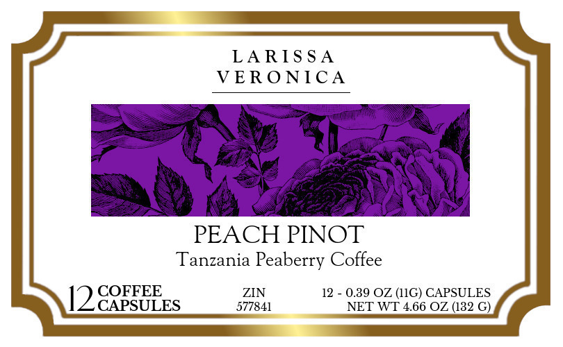 Peach Pinot Tanzania Peaberry Coffee <BR>(Single Serve K-Cup Pods) - Label