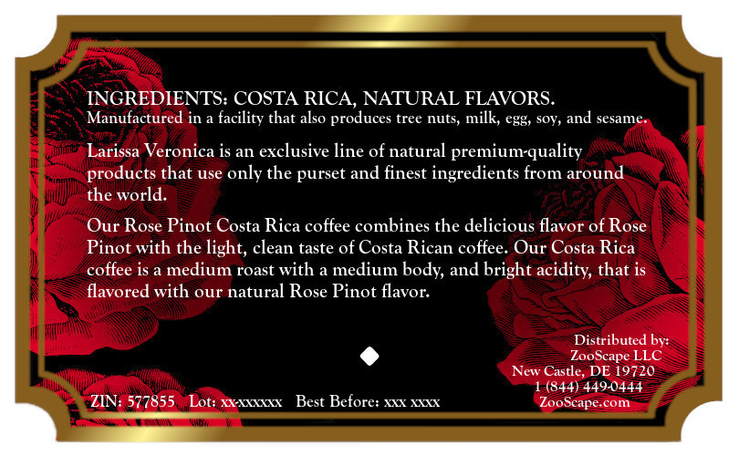 Rose Pinot Costa Rica Coffee <BR>(Single Serve K-Cup Pods)