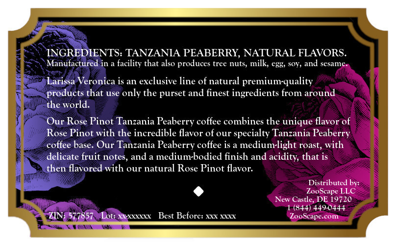 Rose Pinot Tanzania Peaberry Coffee <BR>(Single Serve K-Cup Pods)