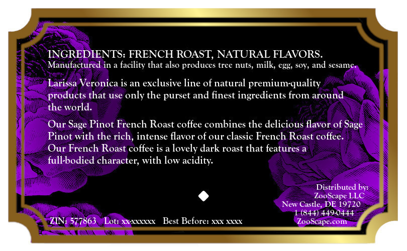 Sage Pinot French Roast Coffee <BR>(Single Serve K-Cup Pods)