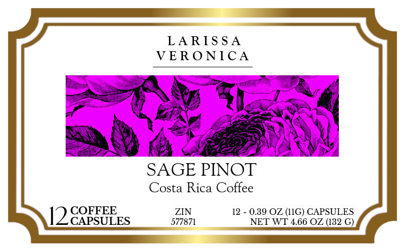 Sage Pinot Costa Rica Coffee <BR>(Single Serve K-Cup Pods) - Label