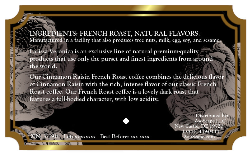 Cinnamon Raisin French Roast Coffee <BR>(Single Serve K-Cup Pods)