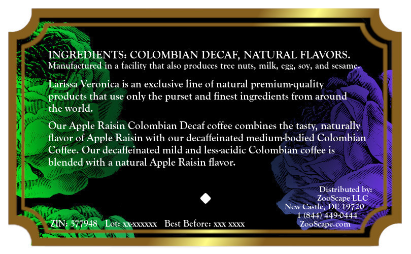 Apple Raisin Colombian Decaf Coffee <BR>(Single Serve K-Cup Pods)