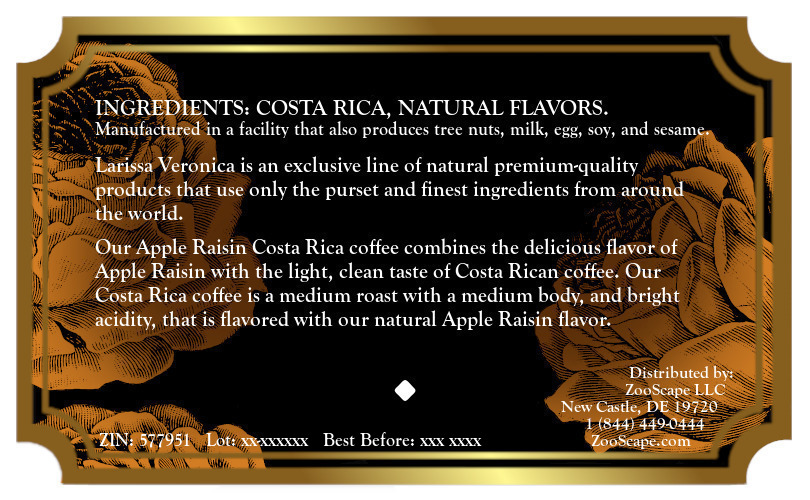 Apple Raisin Costa Rica Coffee <BR>(Single Serve K-Cup Pods)