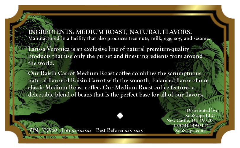 Raisin Carrot Medium Roast Coffee <BR>(Single Serve K-Cup Pods)