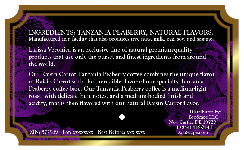 Raisin Carrot Tanzania Peaberry Coffee <BR>(Single Serve K-Cup Pods)