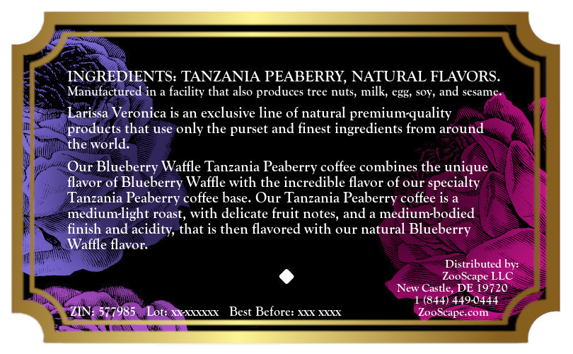Blueberry Waffle Tanzania Peaberry Coffee <BR>(Single Serve K-Cup Pods)