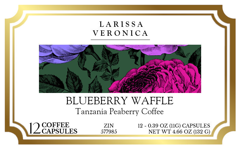 Blueberry Waffle Tanzania Peaberry Coffee <BR>(Single Serve K-Cup Pods) - Label