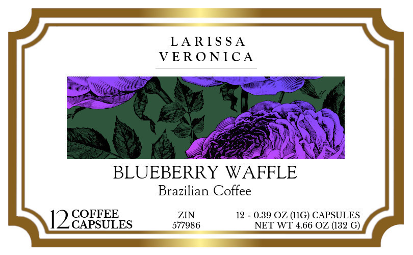 Blueberry Waffle Brazilian Coffee <BR>(Single Serve K-Cup Pods) - Label