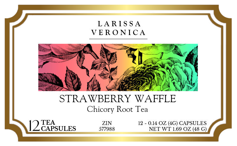 Strawberry Waffle Chicory Root Tea <BR>(Single Serve K-Cup Pods) - Label