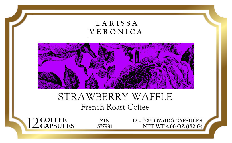 Strawberry Waffle French Roast Coffee <BR>(Single Serve K-Cup Pods) - Label