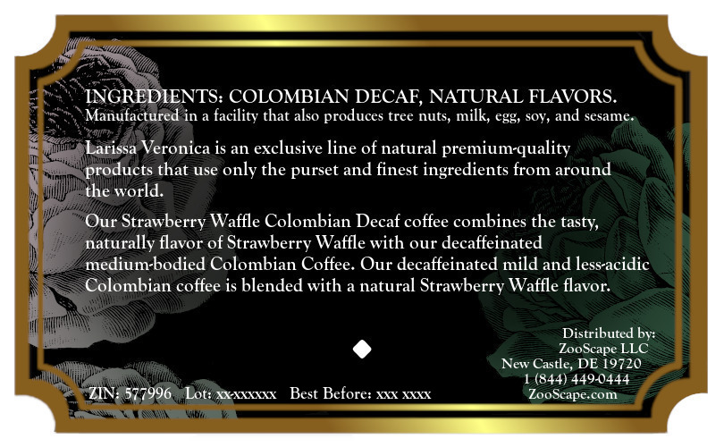 Strawberry Waffle Colombian Decaf Coffee <BR>(Single Serve K-Cup Pods)