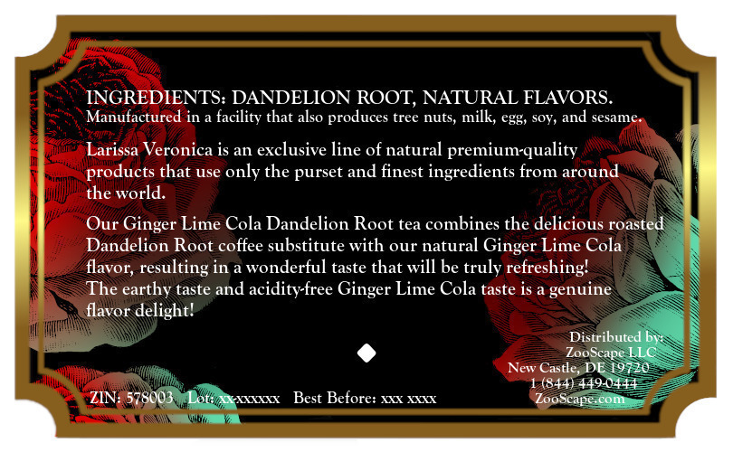 Ginger Lime Cola Dandelion Root Tea <BR>(Single Serve K-Cup Pods)