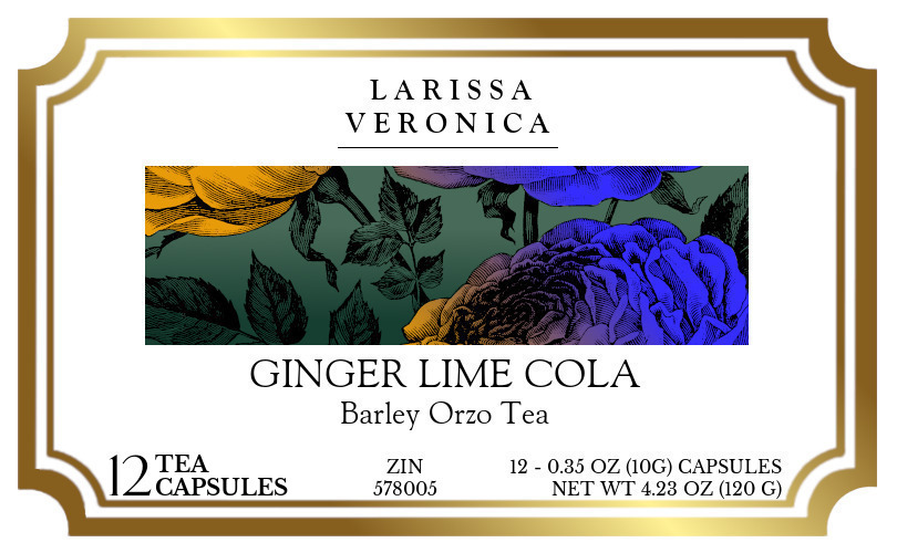 Ginger Lime Cola Barley Orzo Tea <BR>(Single Serve K-Cup Pods) - Label