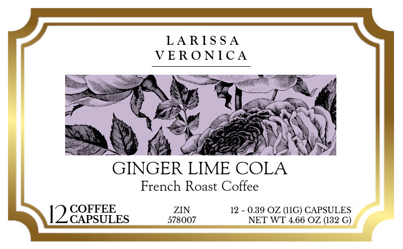 Ginger Lime Cola French Roast Coffee <BR>(Single Serve K-Cup Pods) - Label