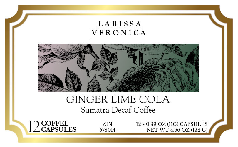 Ginger Lime Cola Sumatra Decaf Coffee <BR>(Single Serve K-Cup Pods) - Label