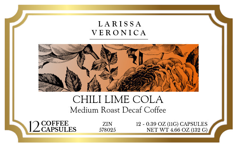 Chili Lime Cola Medium Roast Decaf Coffee <BR>(Single Serve K-Cup Pods) - Label