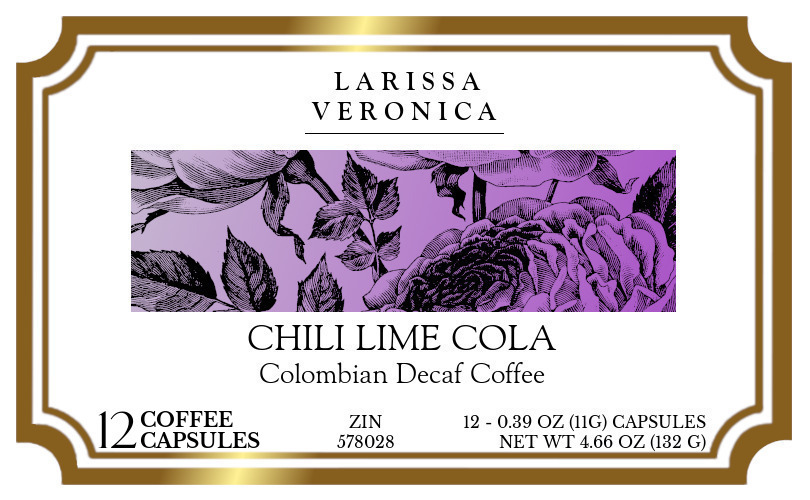 Chili Lime Cola Colombian Decaf Coffee <BR>(Single Serve K-Cup Pods) - Label