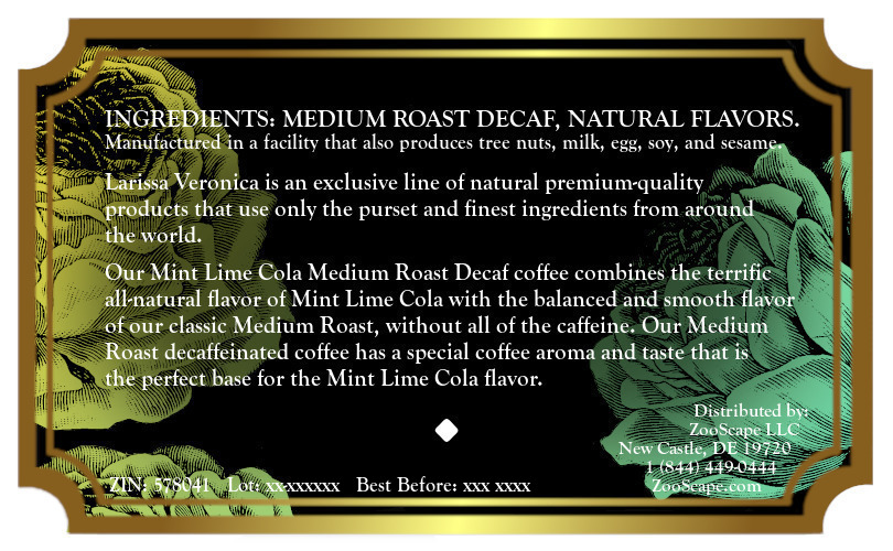 Mint Lime Cola Medium Roast Decaf Coffee <BR>(Single Serve K-Cup Pods)