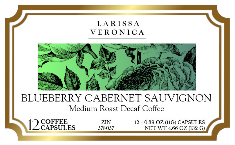 Blueberry Cabernet Sauvignon Medium Roast Decaf Coffee <BR>(Single Serve K-Cup Pods) - Label