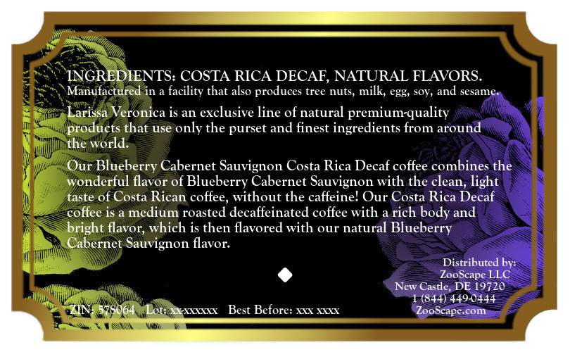 Blueberry Cabernet Sauvignon Costa Rica Decaf Coffee <BR>(Single Serve K-Cup Pods)