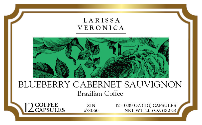 Blueberry Cabernet Sauvignon Brazilian Coffee <BR>(Single Serve K-Cup Pods) - Label
