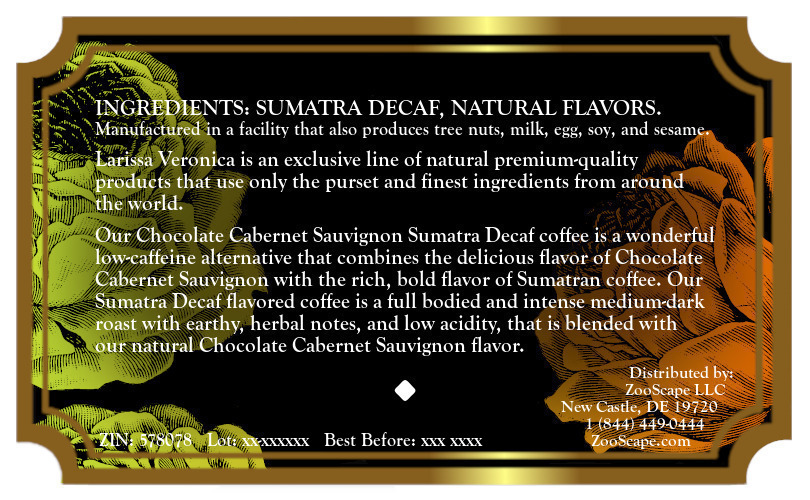 Chocolate Cabernet Sauvignon Sumatra Decaf Coffee <BR>(Single Serve K-Cup Pods)