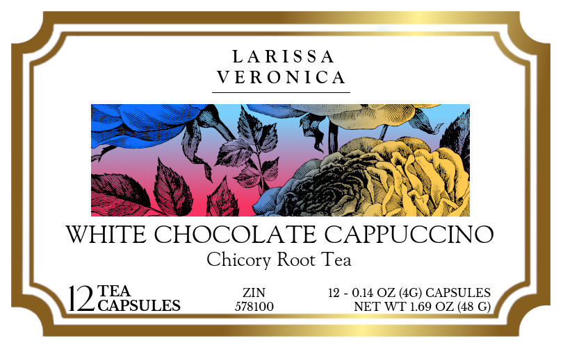 White Chocolate Cappuccino Chicory Root Tea <BR>(Single Serve K-Cup Pods) - Label
