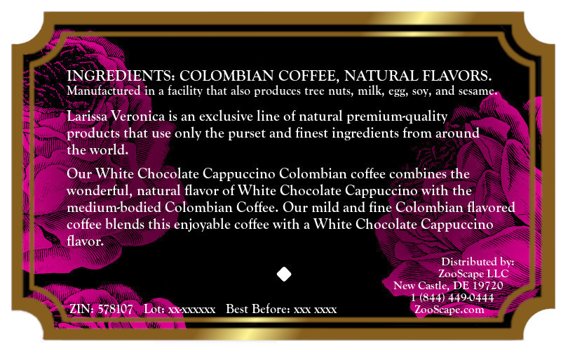 White Chocolate Cappuccino Colombian Coffee <BR>(Single Serve K-Cup Pods)