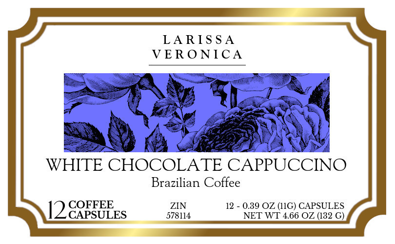 White Chocolate Cappuccino Brazilian Coffee <BR>(Single Serve K-Cup Pods) - Label
