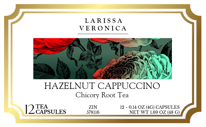 Hazelnut Cappuccino Chicory Root Tea <BR>(Single Serve K-Cup Pods) - Label