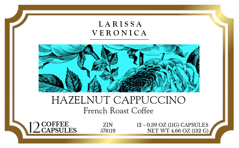 Hazelnut Cappuccino French Roast Coffee <BR>(Single Serve K-Cup Pods) - Label
