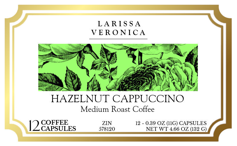 Hazelnut Cappuccino Medium Roast Coffee <BR>(Single Serve K-Cup Pods) - Label