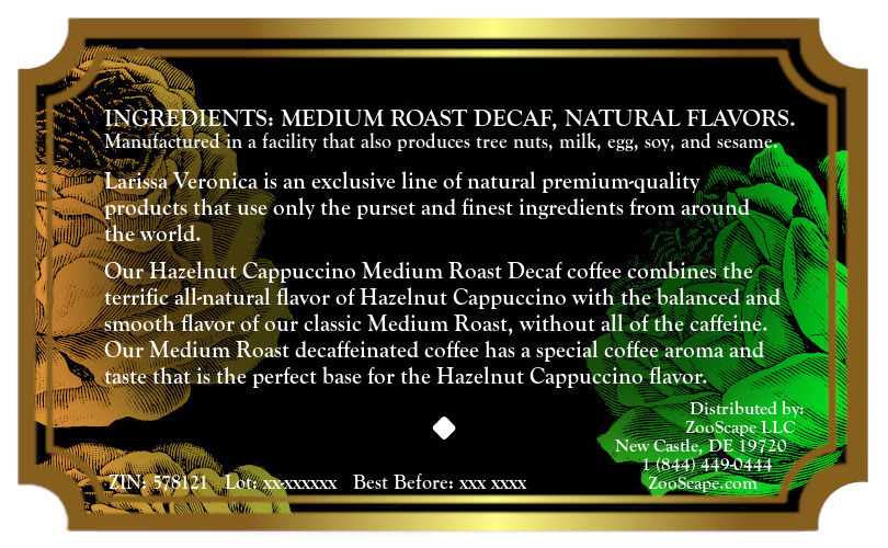 Hazelnut Cappuccino Medium Roast Decaf Coffee <BR>(Single Serve K-Cup Pods)