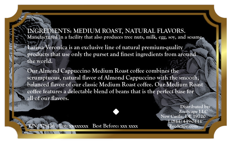Almond Cappuccino Medium Roast Coffee <BR>(Single Serve K-Cup Pods)