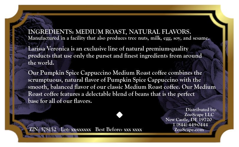 Pumpkin Spice Cappuccino Medium Roast Coffee <BR>(Single Serve K-Cup Pods)
