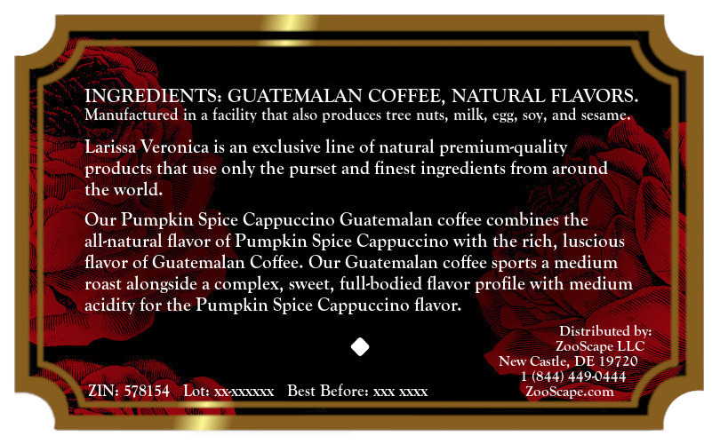Pumpkin Spice Cappuccino Guatemalan Coffee <BR>(Single Serve K-Cup Pods)