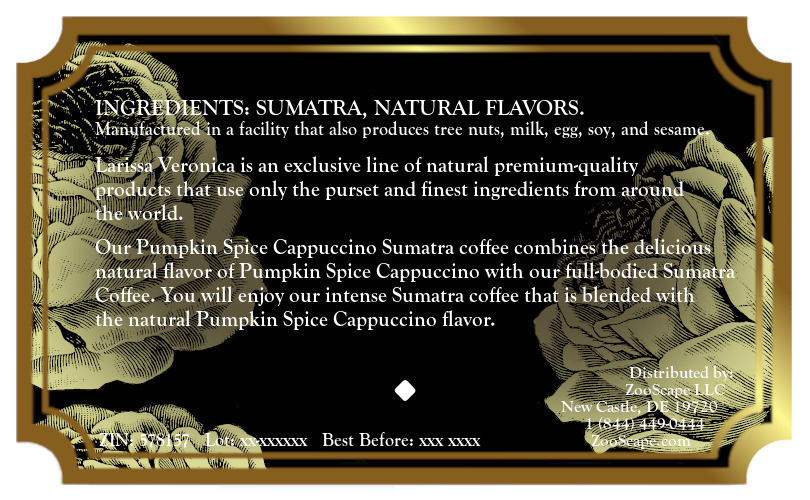 Pumpkin Spice Cappuccino Sumatra Coffee <BR>(Single Serve K-Cup Pods)