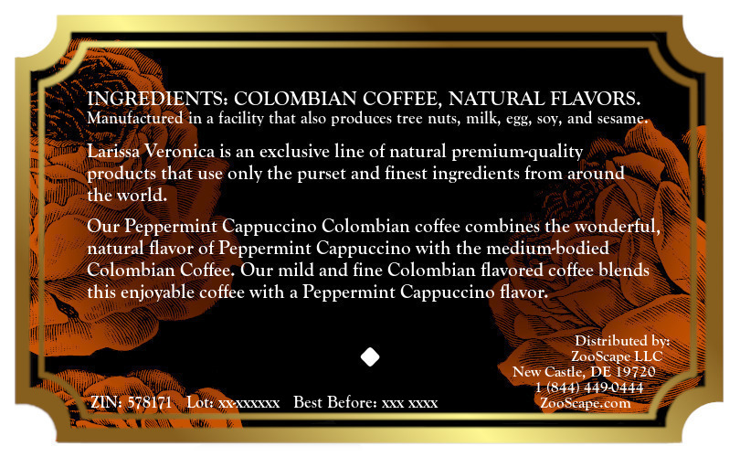 Peppermint Cappuccino Colombian Coffee <BR>(Single Serve K-Cup Pods)