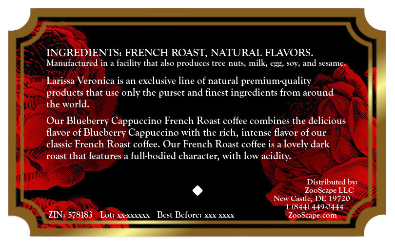 Blueberry Cappuccino French Roast Coffee <BR>(Single Serve K-Cup Pods)