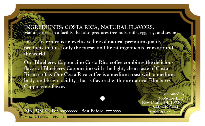 Blueberry Cappuccino Costa Rica Coffee <BR>(Single Serve K-Cup Pods)