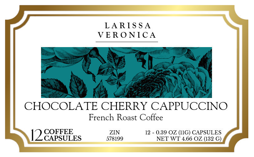 Chocolate Cherry Cappuccino French Roast Coffee <BR>(Single Serve K-Cup Pods) - Label