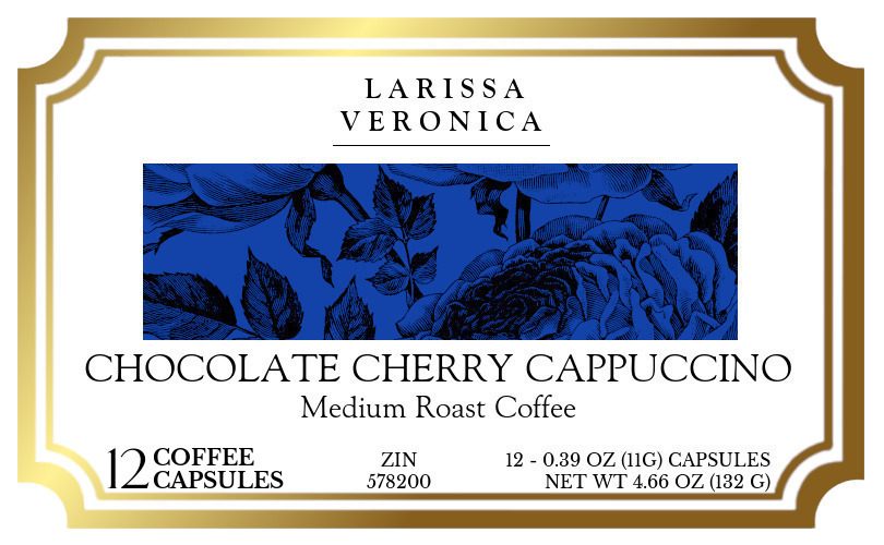 Chocolate Cherry Cappuccino Medium Roast Coffee <BR>(Single Serve K-Cup Pods) - Label