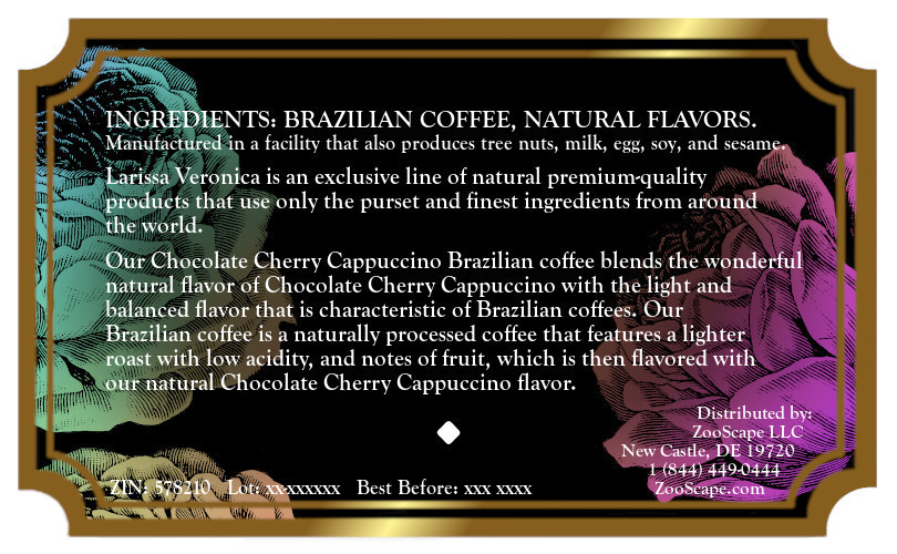 Chocolate Cherry Cappuccino Brazilian Coffee <BR>(Single Serve K-Cup Pods)