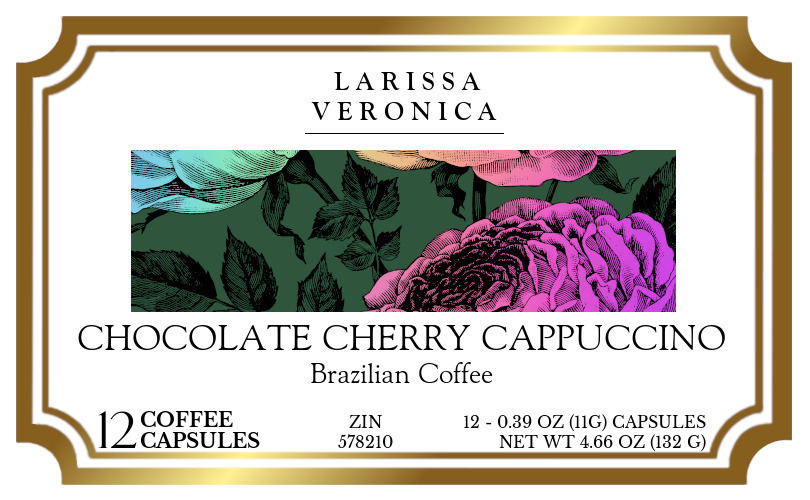 Chocolate Cherry Cappuccino Brazilian Coffee <BR>(Single Serve K-Cup Pods) - Label