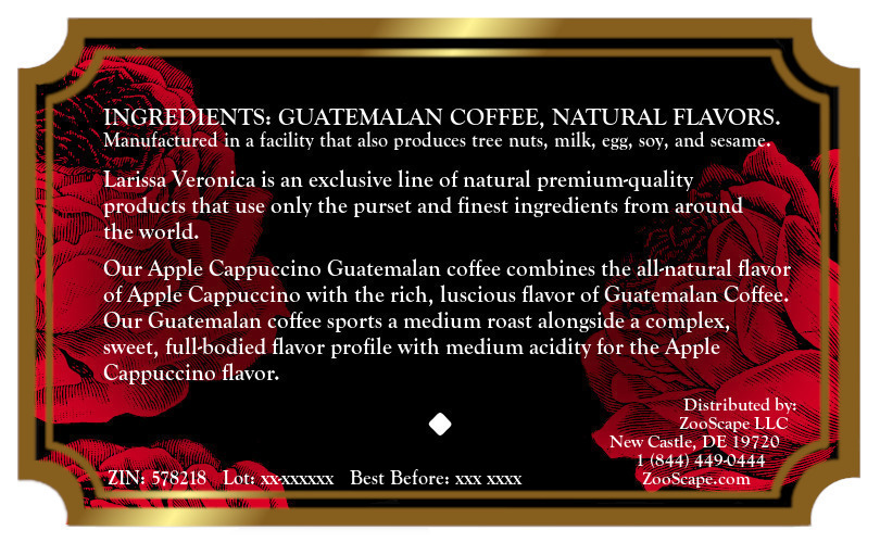 Apple Cappuccino Guatemalan Coffee <BR>(Single Serve K-Cup Pods)
